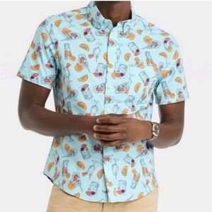 Goodfellow & Co Men’s Comfort Wear Light Blue Tropical Drink Print Shirt